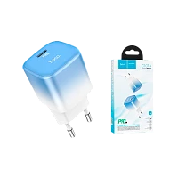 Сетевое З/У HOCO C101A Type-C 20W с кабелем Type-C-Lightning голубой (1/11/110)