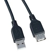 Кабель Perfeo USB2.0 (m)-USB (f) 1.8м черный (1/50)