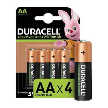 Аккумулятор предзаряженный RTU Duracell HR6 AA BL4 NI-MH 2400/2500mAh (4/40/15000)