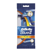 Бритва одноразовая Gillette "Blue II Plus" 2 лезвия ENG 3шт. (1/40)