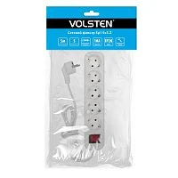 Сетевой фильтр Volsten SP1 5x5 5р.С/З 10A 5.0м ПВС 3х0.75мм² с выкл. белый (1/15)