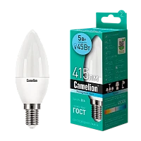 Лампа светодиодная Camelion C35 E14 5W 4500К 170-265V свеча матовая (1/10/100)