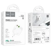 Сетевое З/У HOCO C111A 1USB/Type-C 3.0A 30W белый (1/20/120)