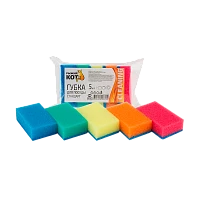 Губка для посуды Рыжий кот "Стандарт" 75х45х25мм 5шт. ассорти (1/60)