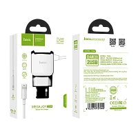 Сетевое З/У HOCO C59A 2USB Lightning (m) 2.1A белый (1/22/132)