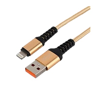 Кабель GoPower GP02L USB (m)-Lightning (m) 1м 2.4A нейлон золотой (1/200/800)
