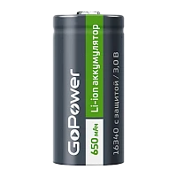 Аккумулятор Li-ion GoPower 16340 PK1 3V 650mAh с/з (1/8/400)
