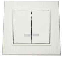 Выключатель Makel KAREA LINE STAR 2-клав.10A с индикатором жемчужный 86100023