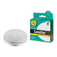 Лампа светодиодная Camelion GX53 8W 3000К 170-265V таблетка матовая (1/5/100)