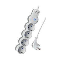 Удлинитель Космос 4р.С/З 10A 5.0м с выкл. ПВС 3х0.75мм² IP20 белый (1/20)