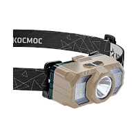 Фонарь налобный Космос 506Lit 2WLED+2WSMDLED+кр.свет от аккум IP54 5 реж светл-коричневый (1/25/100)