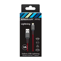 Кабель Ergolux ELX-CDC09-C43 USB (m)-Lightning (m) 1.5м 3.0A черный красный в коробке (1/10/240)