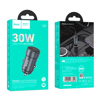 Автомобильное З/У HOCO Z57 Type-C 3.0A 30W PD3.0 серый (1/12/120)