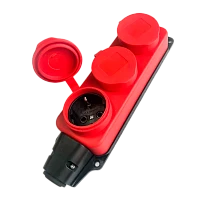 Колодка штепсельная КОСМОС 16А каучук IP44 3 гнезда красный