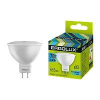 Лампа светодиодная Ergolux JCDR GU5.3 7W 4500К 180-240V софит (1/10/100)