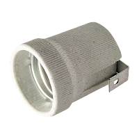 Патрон Volsten Винтовое крепление керамика E27 с держателем серый (1/50/200)