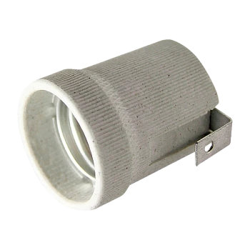 Патрон Volsten Винтовое крепление керамика E27 с держателем серый (1/50/200)