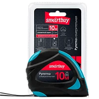 Рулетка измерительная Smartbuy ONE Tools 10м*25мм пластик 2 фиксатора прорезиненная голубой (1/48)