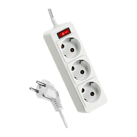 Удлинитель Космос 3р.С/З 10A 3.0м с выкл. ПВС 3x0.75мм² белый (1/30)