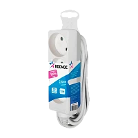 Удлинитель Космос 3р.Б/З 16A 1.5м ПВС 2x1мм² белый (1/25)