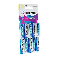 Батарейка Космос LR6 AA BL10 Alkaline 1.5V (10/300/600) 