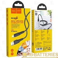 Кабель HOCO X58 USB (m)-Lightning (m) 1м 2.4A силикон черный (1/22/220)