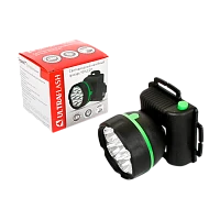 Фонарь налобный Ultraflash 909 1.7W 7LED от батареек черный (1/100)