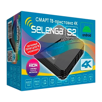 СМАРТ ТВ-приставка Selenga S2 Android 10.0 4К черный (1/20)