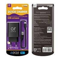 Сетевое З/У GFPower GF21M 1USB/microUSB 3.0A QC3.0 черный (48/192)