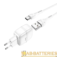 Сетевое З/У HOCO C77A 2USB 2.4A с кабелем microUSB белый (1/12/120)
