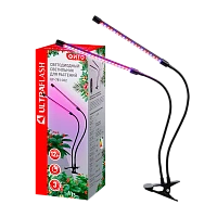 Светильник настольный Ultraflash UF-781 ФИТО 12W прищепка 3 режима черный (1/20)