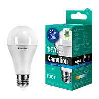 Лампа светодиодная Camelion A65 E27 20W 6500К 170-265V груша матовая (1/10/100)