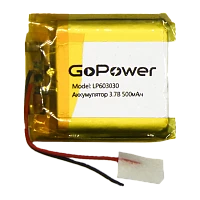 Аккумулятор Li-Pol GoPower LP603030 PK1 3.7V 500mAh с/з (1/10/250)