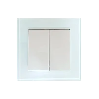 Выключатель Прогресс Glass 2-клав.10A ABS + Керамика белый (1/10/100)