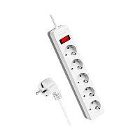 Сетевой фильтр Космос 5р.С/З 10A 5.0м ПВС 3x0.75мм² белый (1/20)
