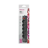 Сетевой фильтр Defender DFS 755 5р.С/З 10A 5.0м 2USB 220 Дж черный (1/30)