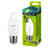 Лампа светодиодная Ergolux C35 E27 9W 6500К 172-265V свеча (1/10/100)