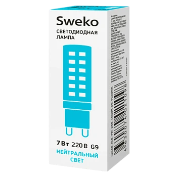 Лампа светодиодная Sweko JCD G9 7W 4000К 230V "Кукуруза" (1/10/100)