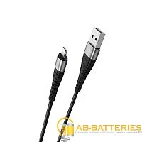 Кабель Borofone BX32 USB (m)-Lightning (m) 1м 2.4A нейлон черный (1/360)