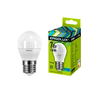 Лампа светодиодная Ergolux G45 E27 7W 4500К 180-240V шар (1/10/100)