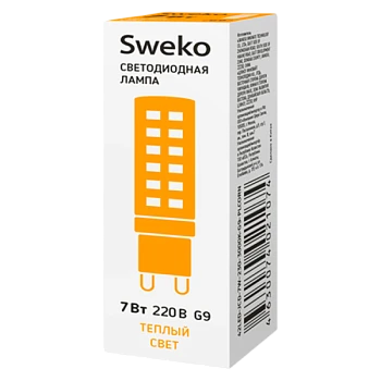 Лампа светодиодная Sweko JCD G9 7W 3000К 230V "Кукуруза" (1/10/100)