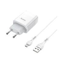 Сетевое З/У HOCO C72A 1USB 2.1A с кабелем microUSB белый (1/30/180)