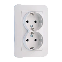 Розетка Makel Lillium Natural 2гн. 16A С/З белый 55082 (1/12)