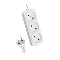 Удлинитель Космос 3р.Б/З 6A 5.0м ШВВП 2x0.75мм² белый (1/50)