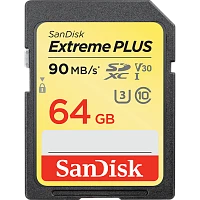 Карта памяти SD SanDisk Extreme Plus 64GB Class10 UHS-I (U3) 90 МБ/сек V30