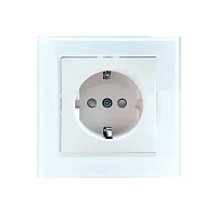 Розетка Прогресс Glass 1гн. 10A С/З ABS + Керамика белый (1/10/200)