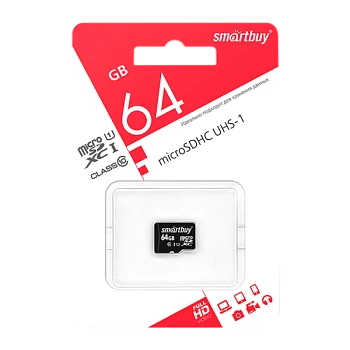 Карта памяти microSD Smartbuy 64GB Class10 UHS-I (U1) 60 МБ/сек без адаптера