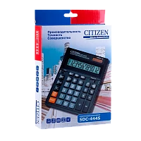 Калькулятор полноразмерный Citizen SDC-444S 12-разрядный для бухгалтеров черный 