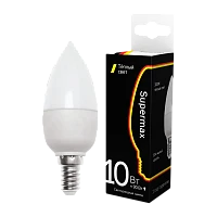Лампа светодиодная Supermax E14 10W 3000К 230V свеча (1/10/80)