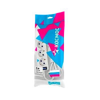 Удлинитель Космос 3р.С/З 10A 5.0м ПВС 3x0.75мм² белый (1/25)